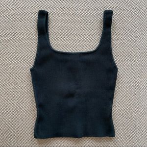 Babaton Sculpt Knit Squareneck Tank (Forest Green, S)